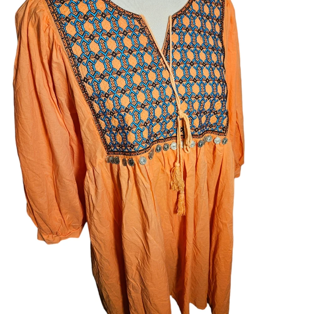Velzera Orange Mini Dress with Bishop Sleeves - Picture 5 of 14